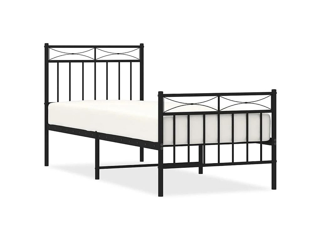 Cadre de lit métal sans matelas avec pied de lit noir 80x200 cm
