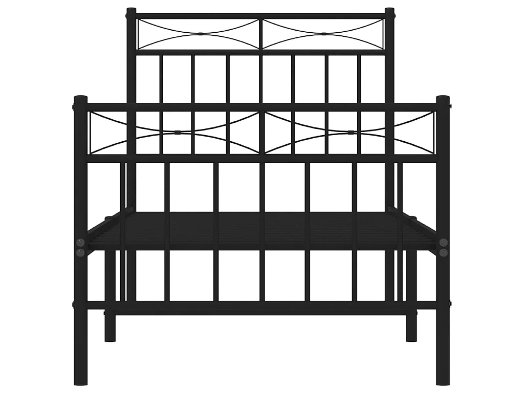 Cadre de lit métal sans matelas avec pied de lit noir 80x200 cm