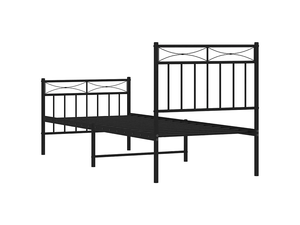 Cadre de lit métal sans matelas avec pied de lit noir 80x200 cm