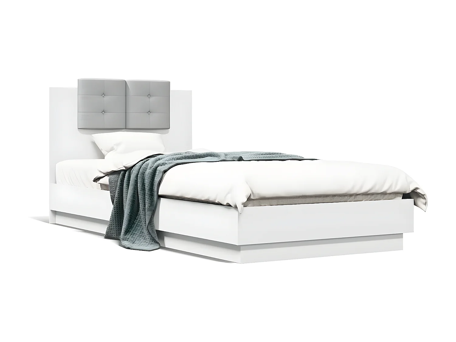 Cadre de lit avec LED sans matelas blanc 100x200 cm