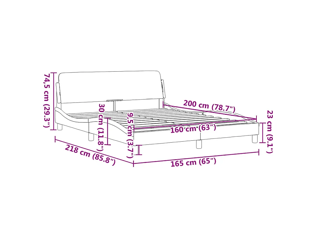 Bettgestell "Dover" Weiß 160x200 cm Kunstleder