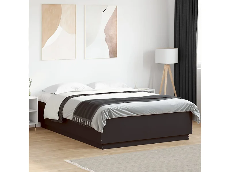 Bedframe met LED-verlichting bewerkt hout zwart 140x200 cm