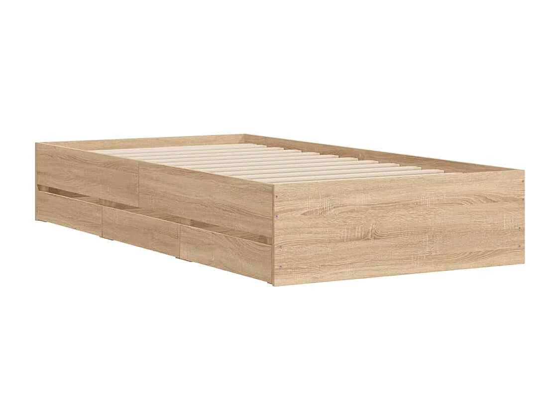 Cama con cajones madera ingeniería roble Sonoma 90x190 cm