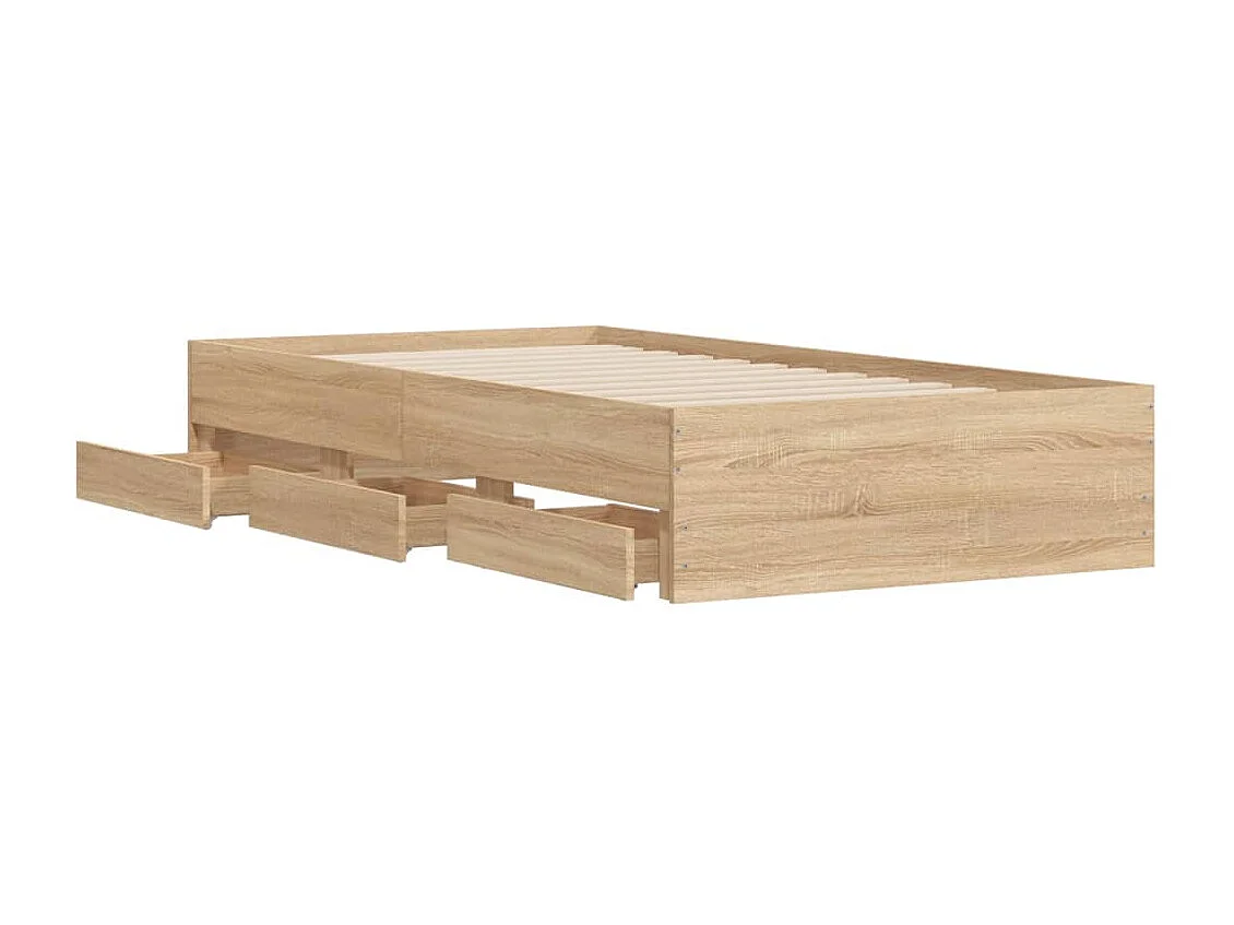 Cama con cajones madera ingeniería roble Sonoma 90x190 cm