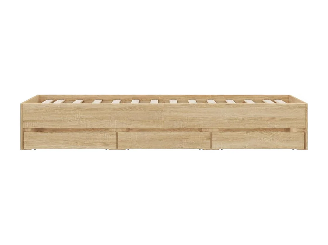Cama con cajones madera ingeniería roble Sonoma 90x190 cm