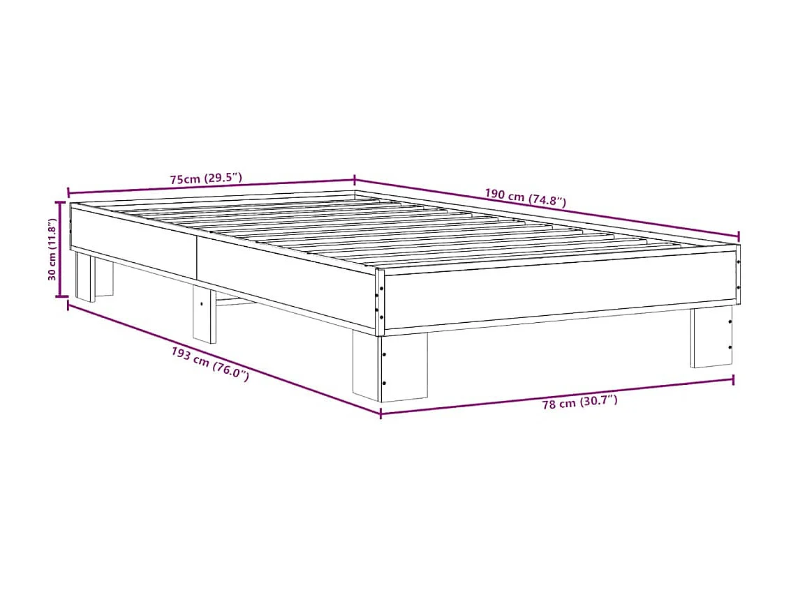 Giroletto Rovere Fumo 75x190 cm in Legno Multistrato e Metallo
