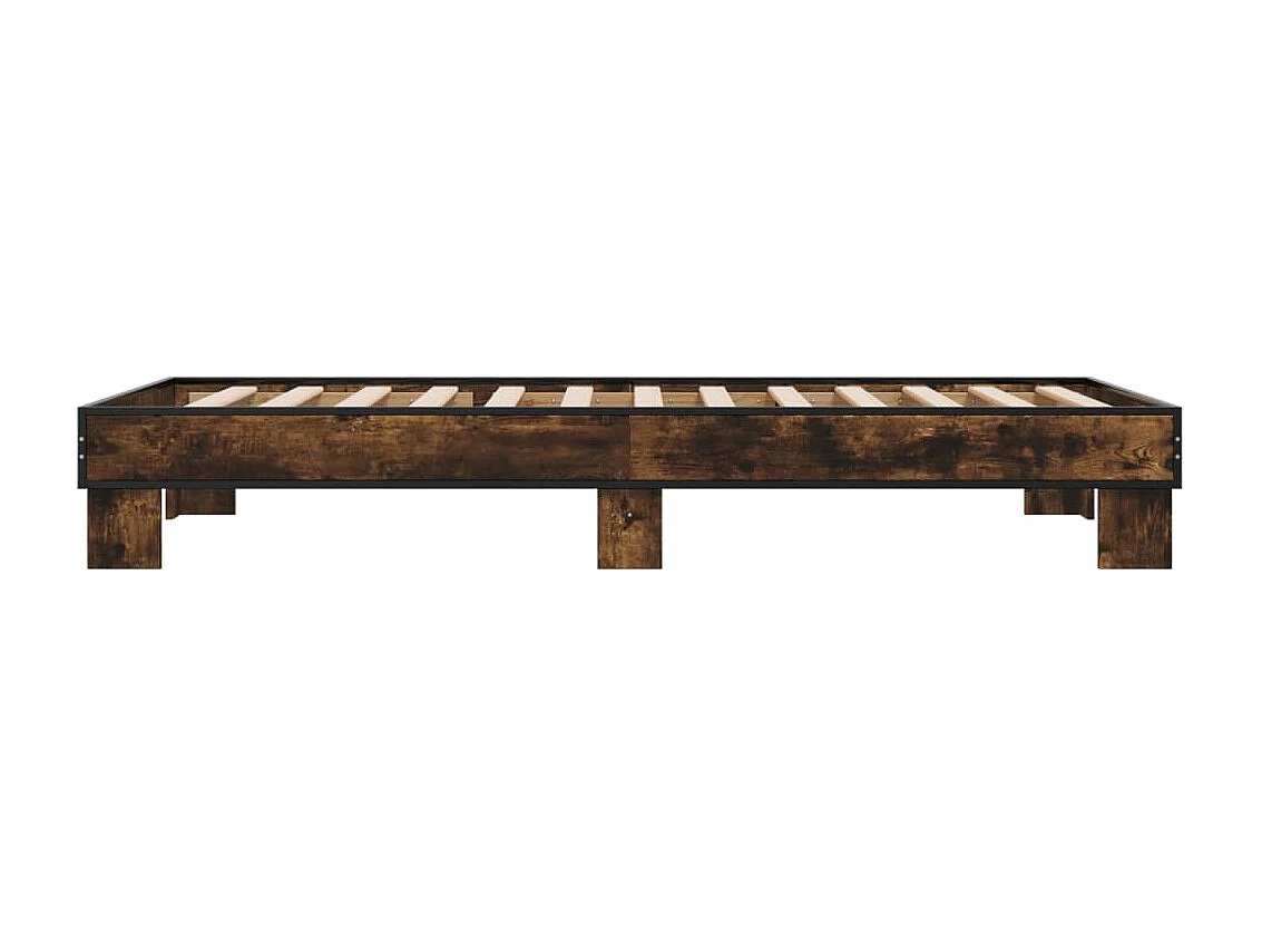 Bettgestell Räuchereiche 75x190 cm Holzwerkstoff und Metall