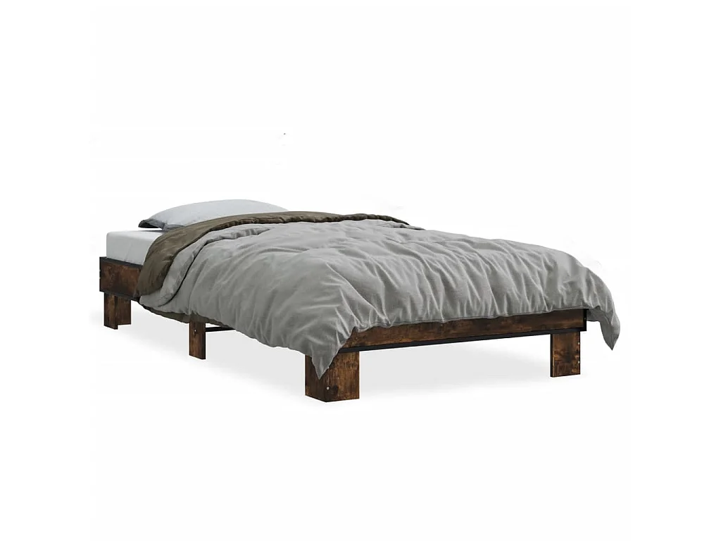 Cadre de lit sans matelas chêne fumé 75x190 cm