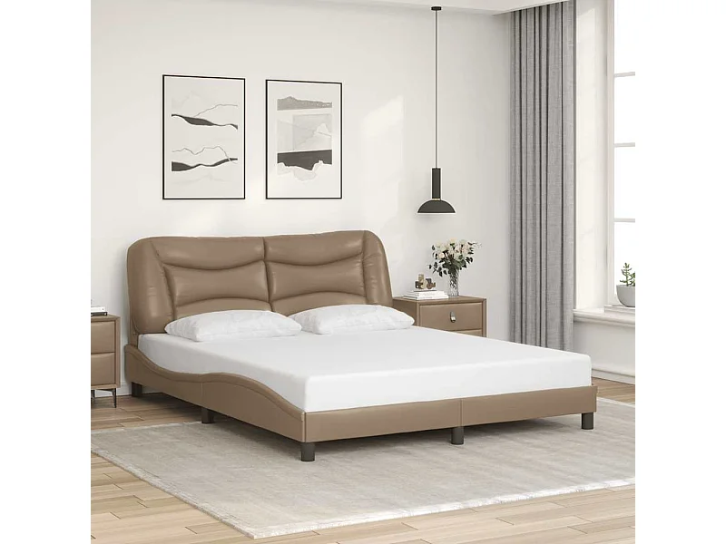 Bedframe zonder matras "Hvar" kunstleer cappuccinokleurig 160x200 cm