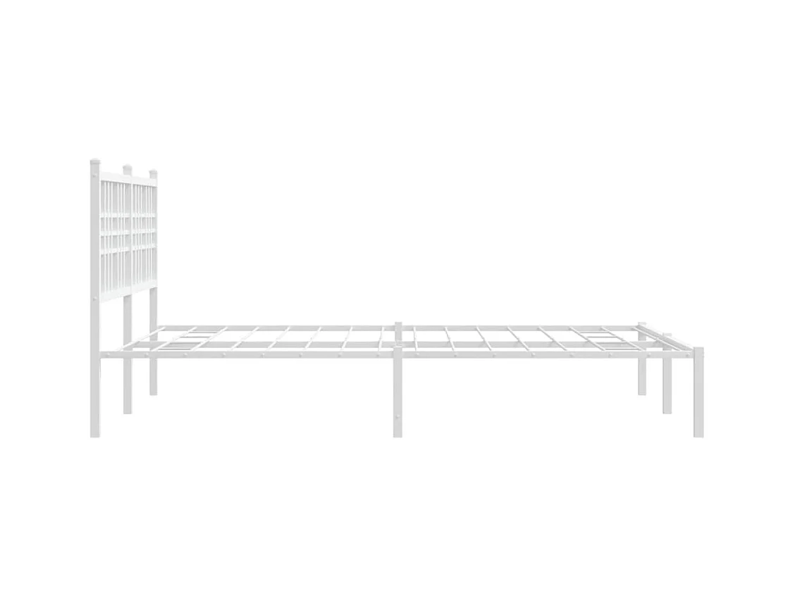 Bedframe met hoofdbord metaal wit 140x190 cm