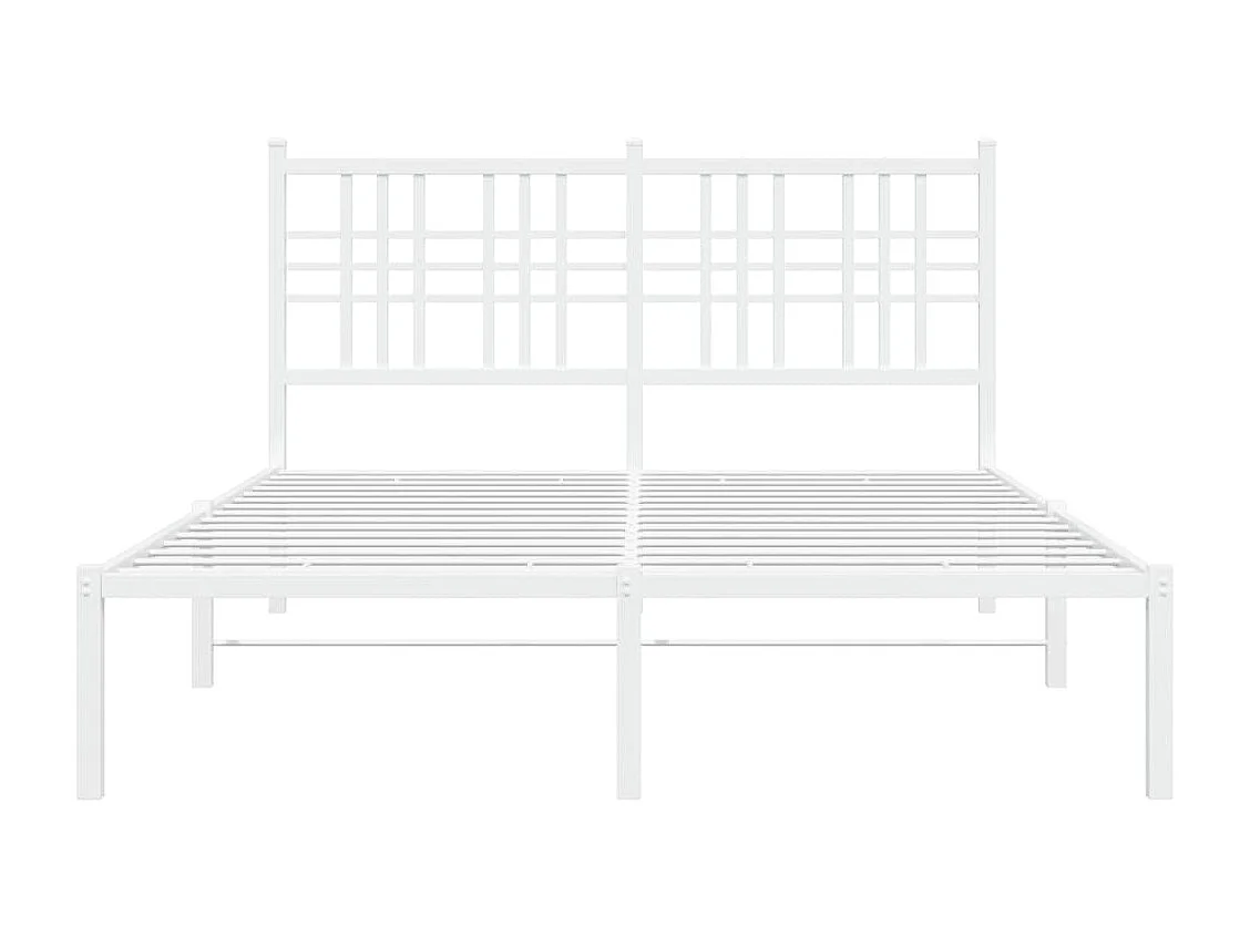 Bedframe met hoofdbord metaal wit 140x190 cm