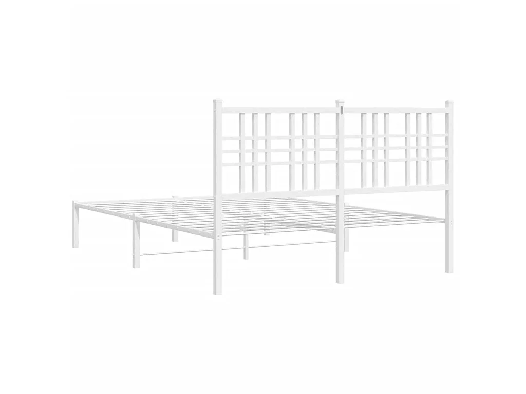 Cadre de lit métal sans matelas et tête de lit blanc 140x190 cm