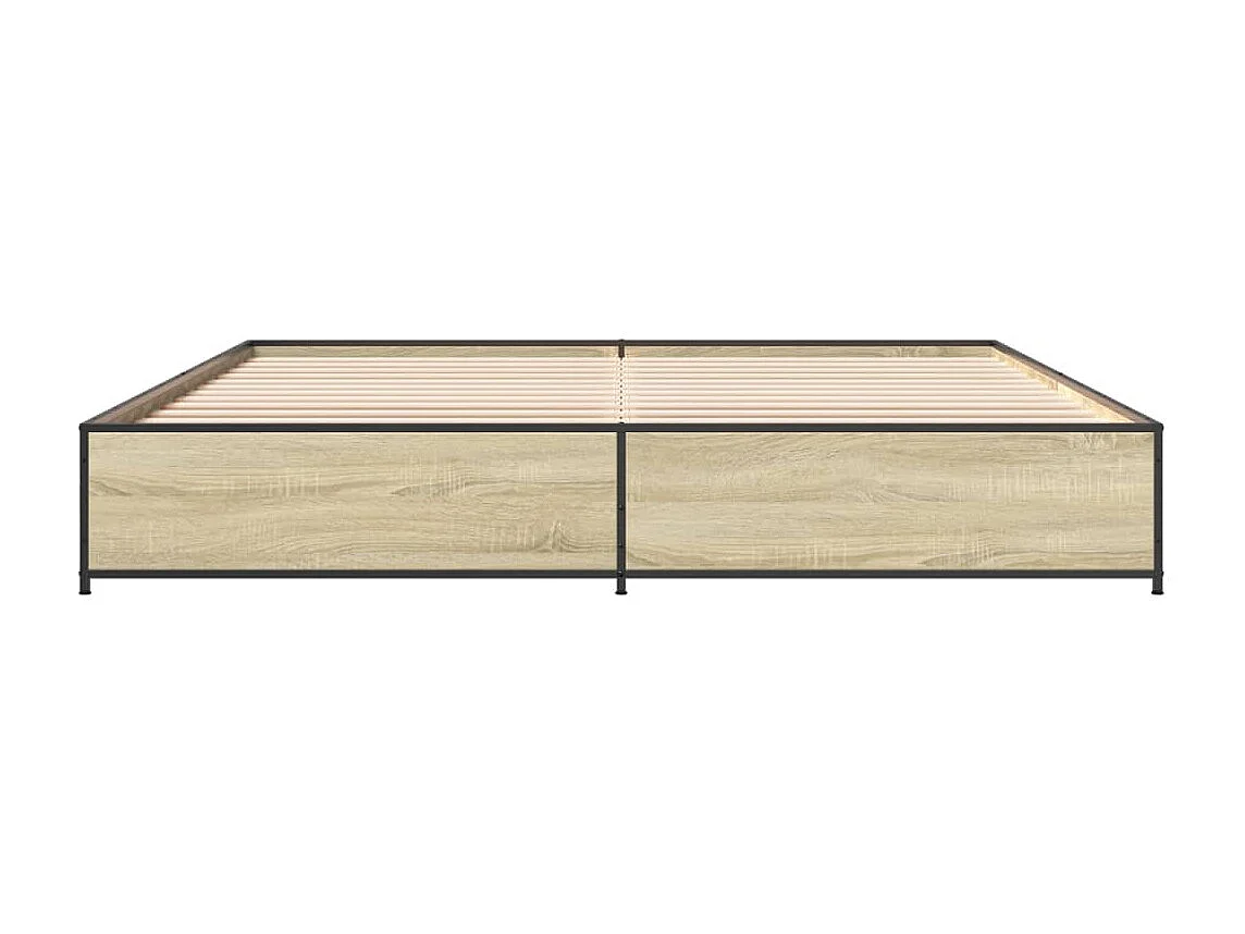 Bedframe bewerkt hout metaal sonoma eikenkleurig 180x200 cm