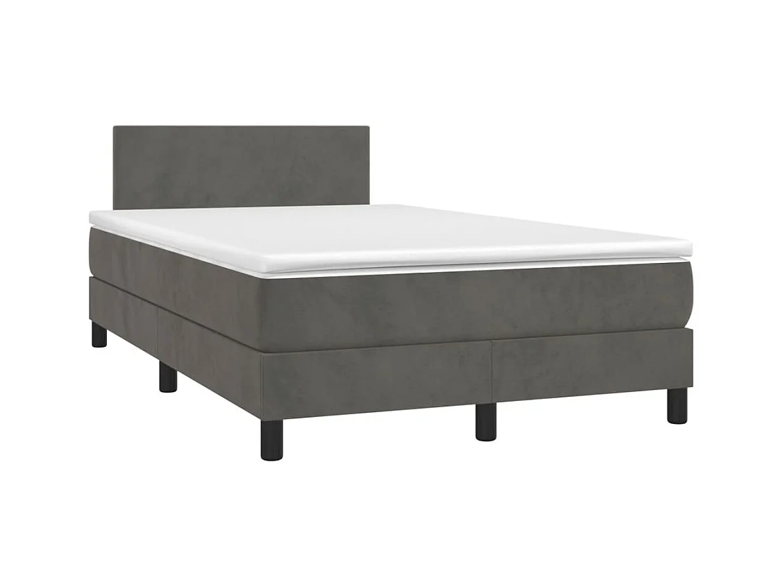 Sommier à lattes de lit avec matelas LED gris foncé 120x190 cm