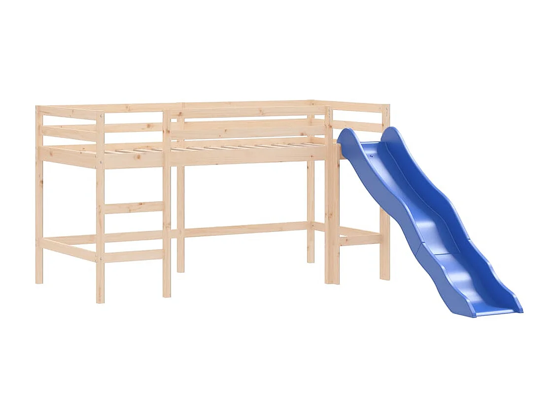 Kinderhoogslaper met toren 80x200 cm grenenhout wit en zwart