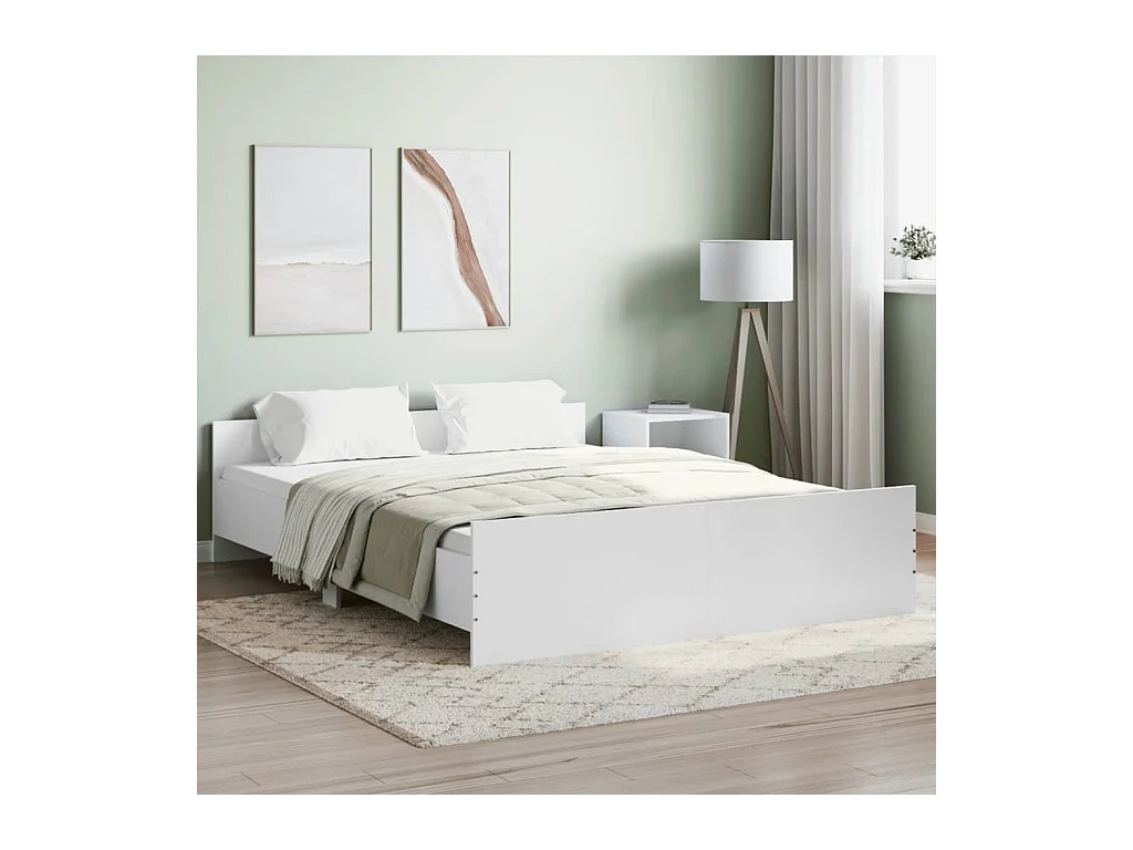 Cadre de lit sans matelas blanc 150x200 cm