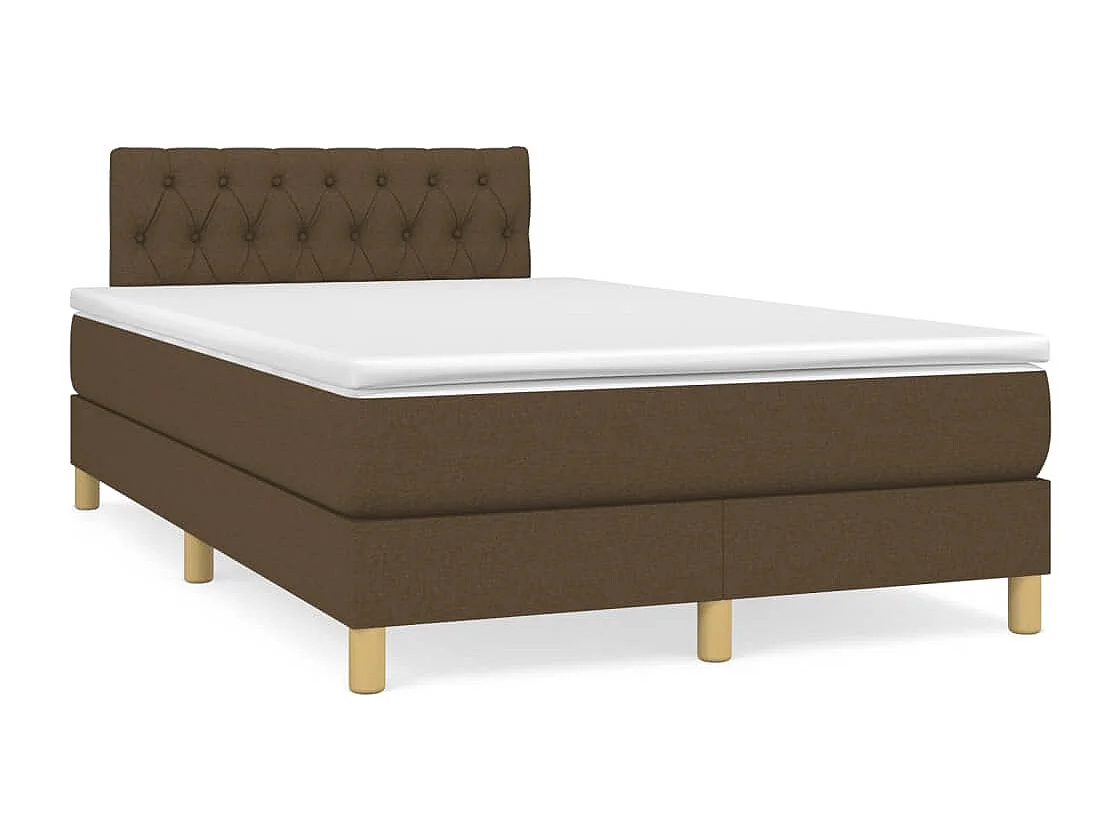 Sommier à lattes de lit et matelas marron foncé 120x190cm tissu
