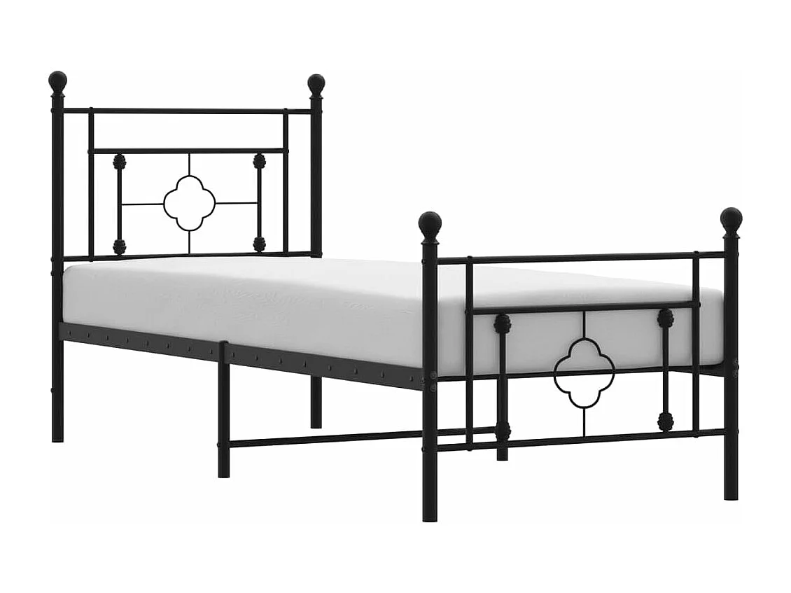 Bedframe met hoofd- en voeteneinde metaal zwart 75x190 cm