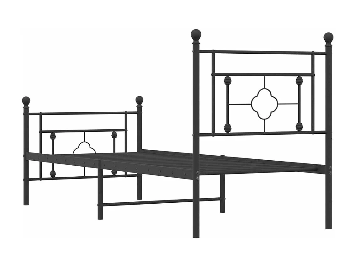 Bedframe met hoofd- en voeteneinde metaal zwart 75x190 cm