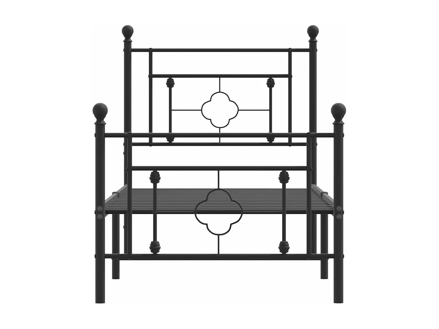 Bettgestell mit Kopf- und Fußteil Metall Schwarz 75x190 cm