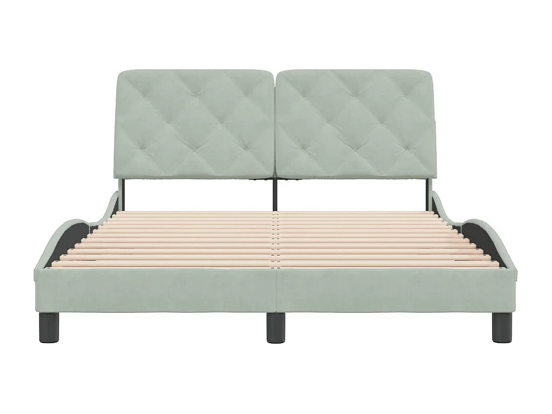 Cadre de lit sans matelas gris clair 120x200 cm velours