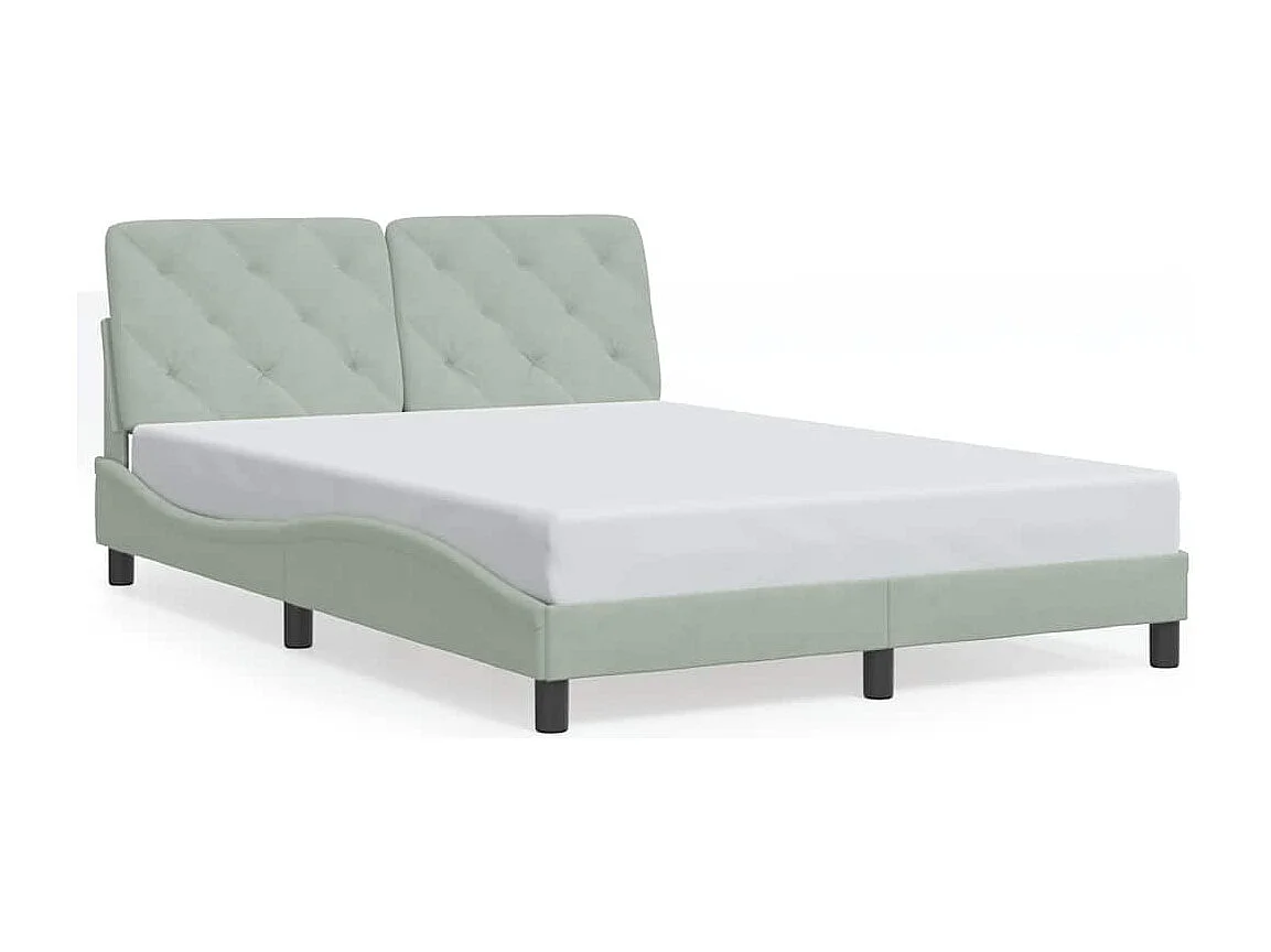 Cadre de lit sans matelas gris clair 120x200 cm velours
