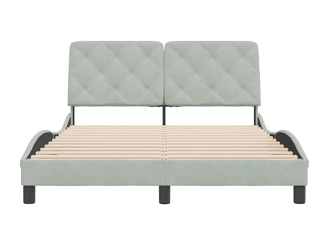 Cadre de lit sans matelas gris clair 120x200 cm velours