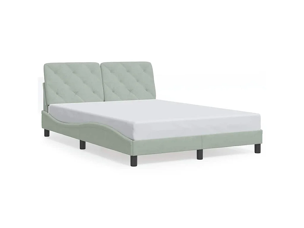 Cadre de lit sans matelas gris clair 120x200 cm velours