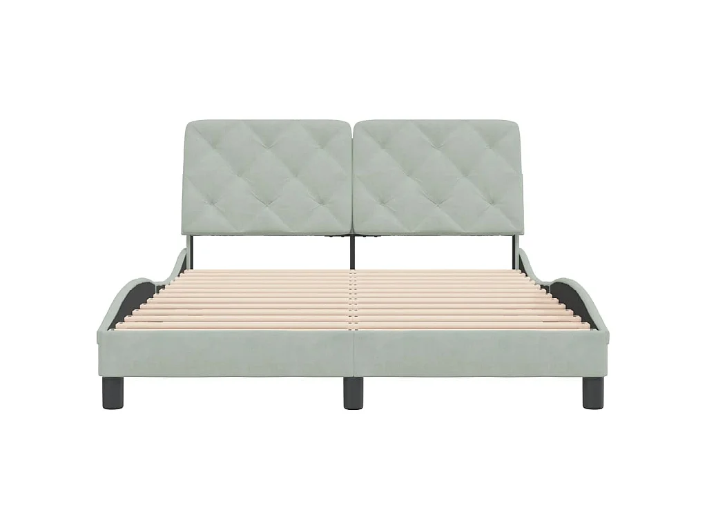Cadre de lit sans matelas gris clair 120x200 cm velours