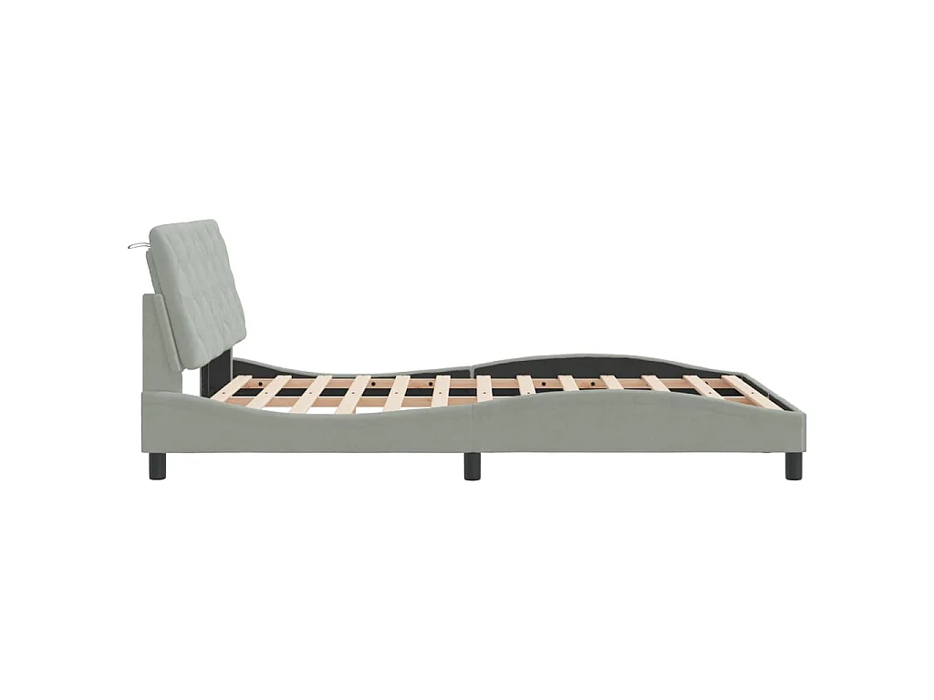 Cadre de lit sans matelas gris clair 120x200 cm velours