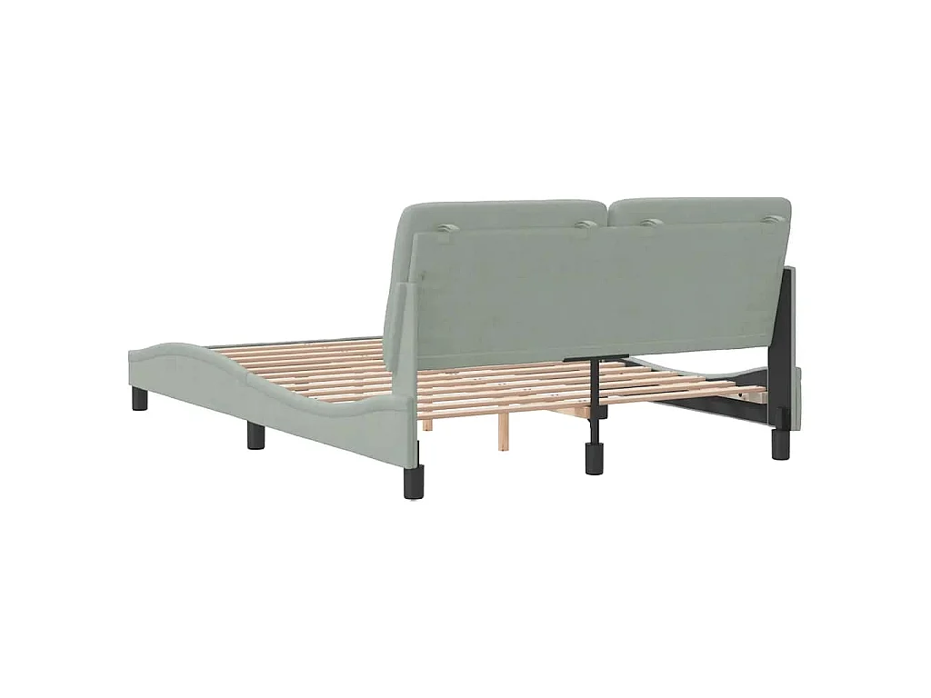 Cadre de lit sans matelas gris clair 120x200 cm velours
