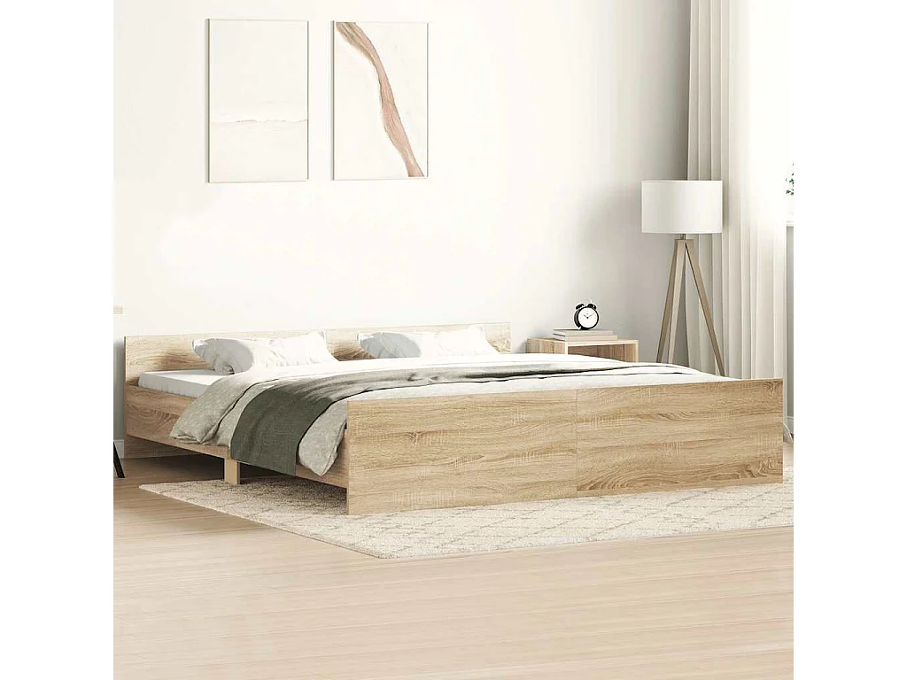 Giroletto con Testiera e Pediera Rovere Sonoma 200x200 cm