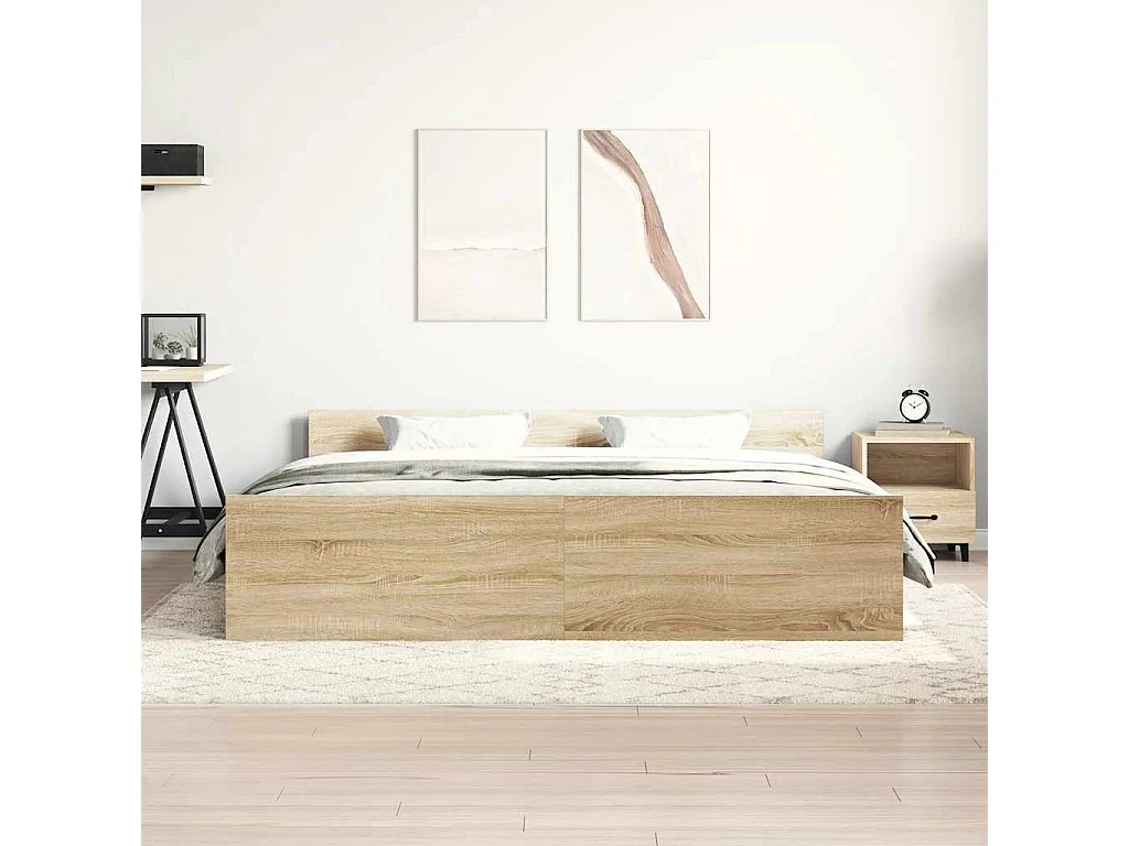 Giroletto con Testiera e Pediera Rovere Sonoma 200x200 cm