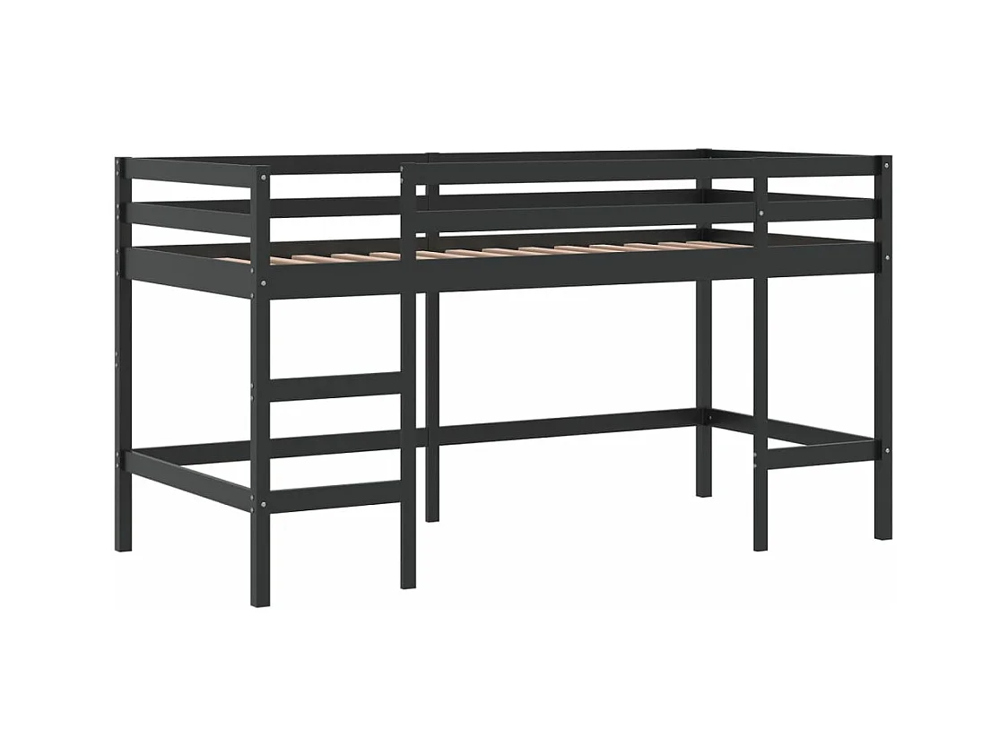 Lit mezzanine enfants avec tunnel sans matelas bleu 90x190 cm