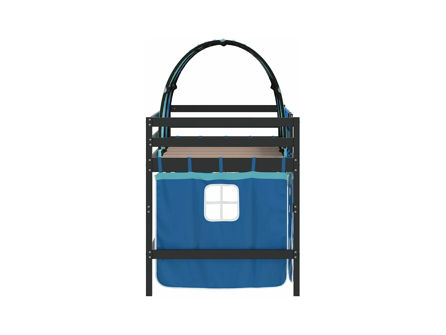 Lit mezzanine enfants avec tunnel sans matelas bleu 90x190 cm