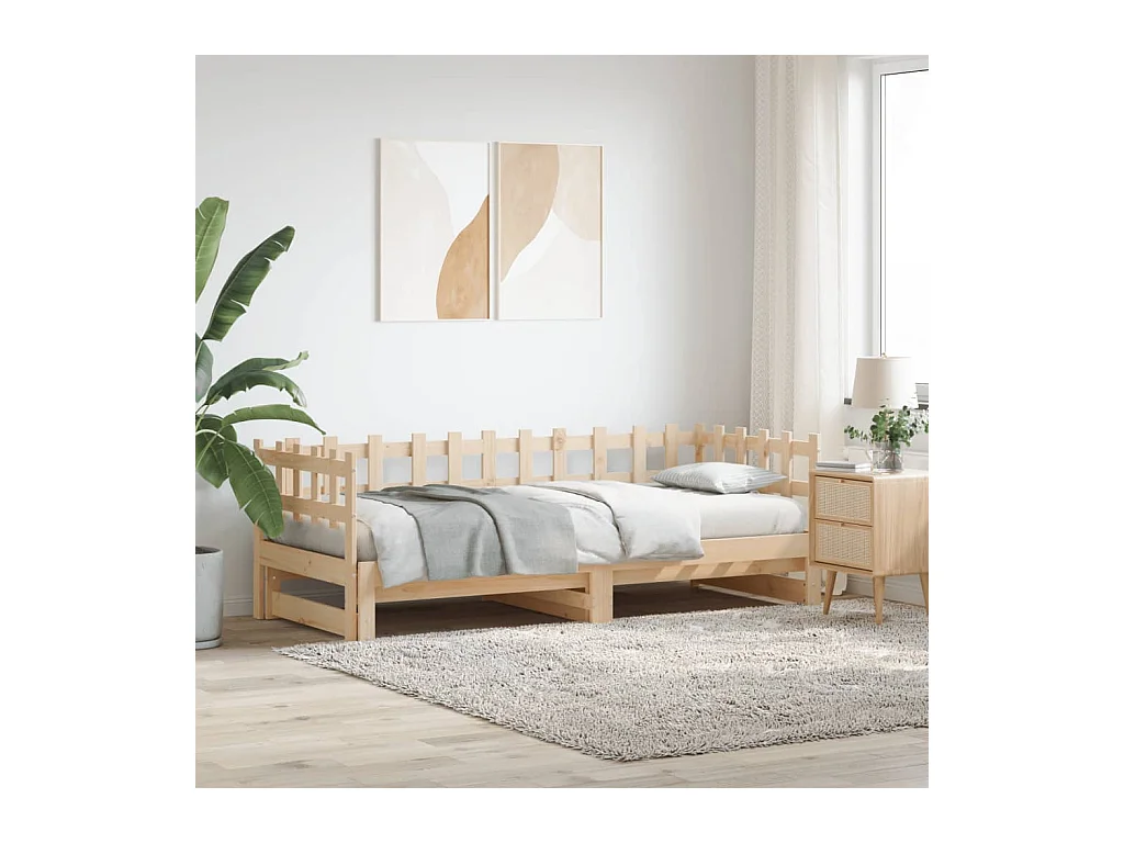 Lit coulissant sans matelas 2x(80x200) cm Bois massif