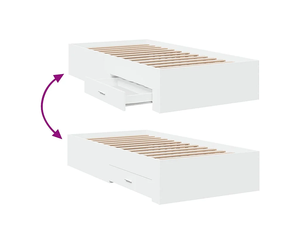 Bedframe met lades bewerkt hout wit 100x200 cm