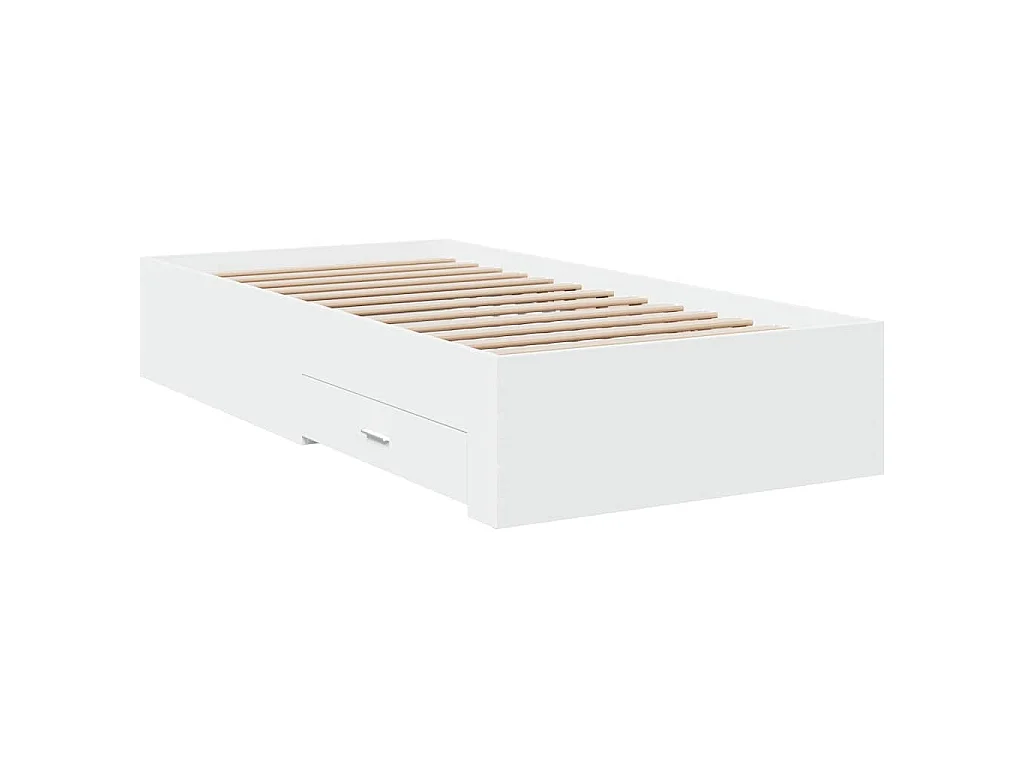 Cadre de lit avec tiroirs sans matelas blanc 100x200 cm