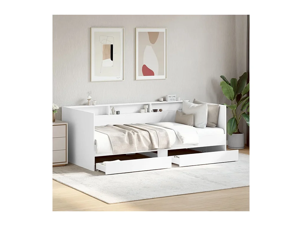 Lit de jour avec tiroirs sans matelas blanc 100x200 cm
