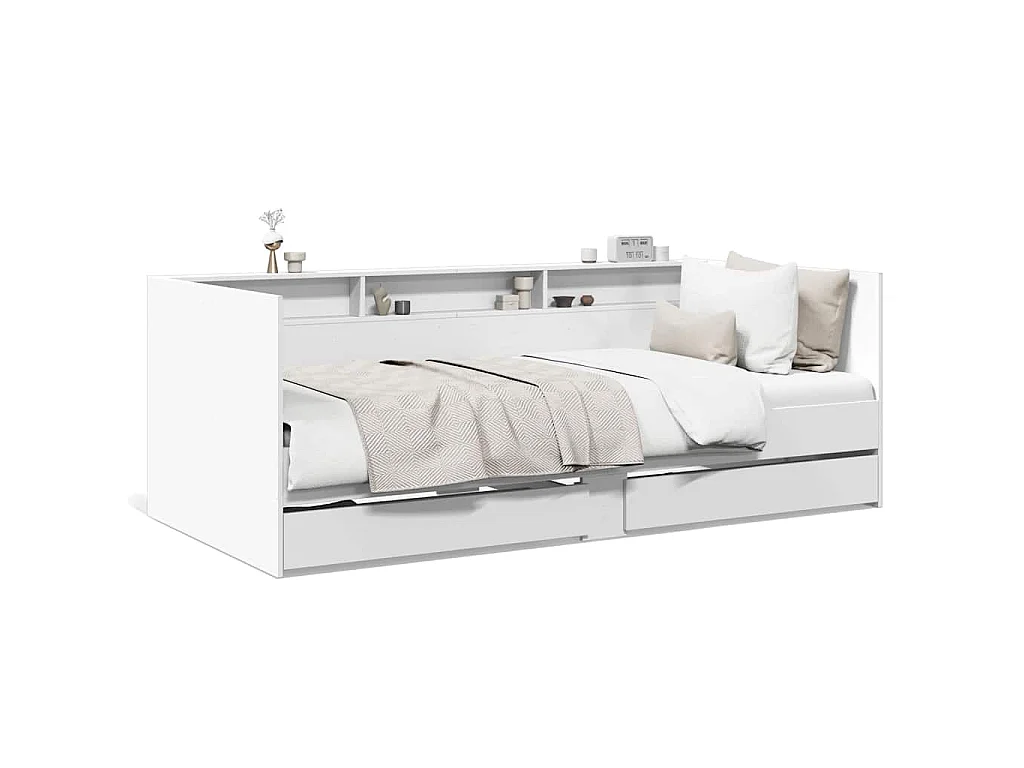 Lit de jour avec tiroirs sans matelas blanc 100x200 cm