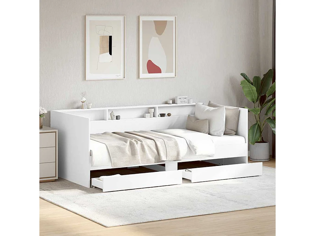 Lit de jour avec tiroirs sans matelas blanc 100x200 cm