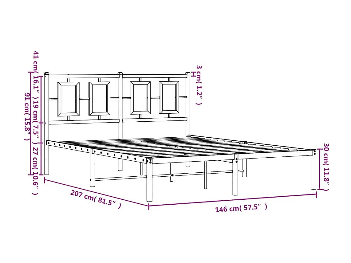 Bettgestell mit Kopfteil Metall Weiß 140x200 cm