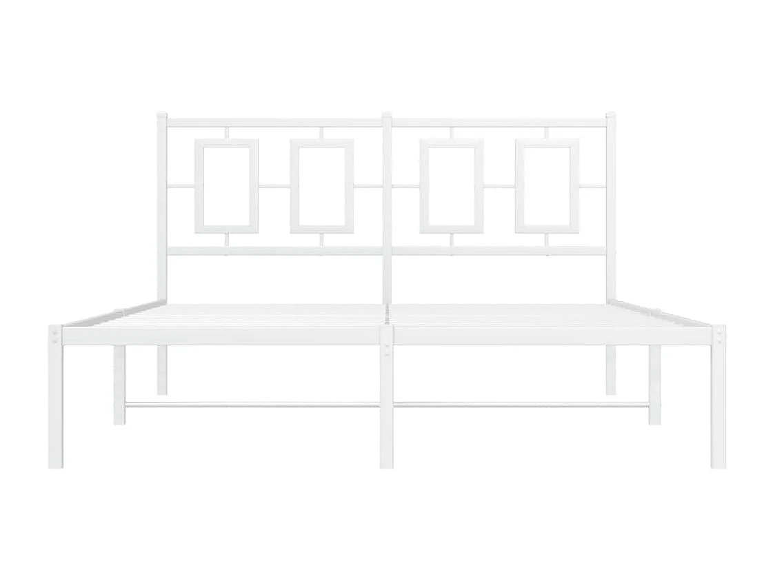 Cadre de lit métal sans matelas et tête de lit blanc 140x200 cm