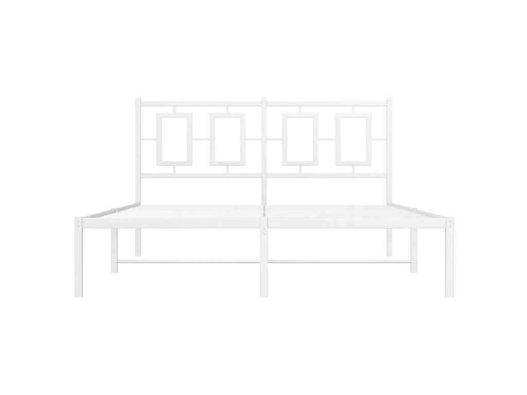 Cadre de lit métal sans matelas et tête de lit blanc 140x200 cm