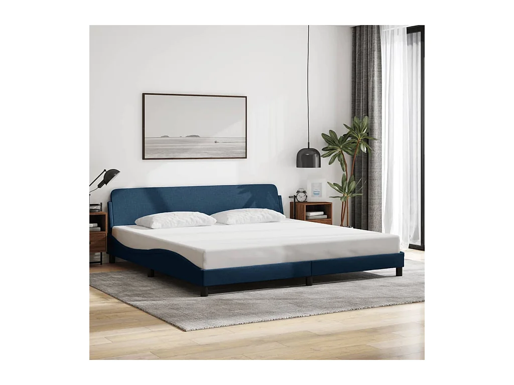 Cadre de lit sans matelas bleu 200x200 cm tissu