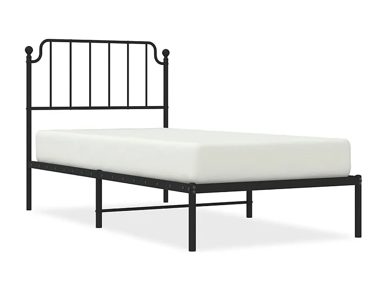 Cadre de lit métal sans matelas avec tête de lit noir 90x200 cm