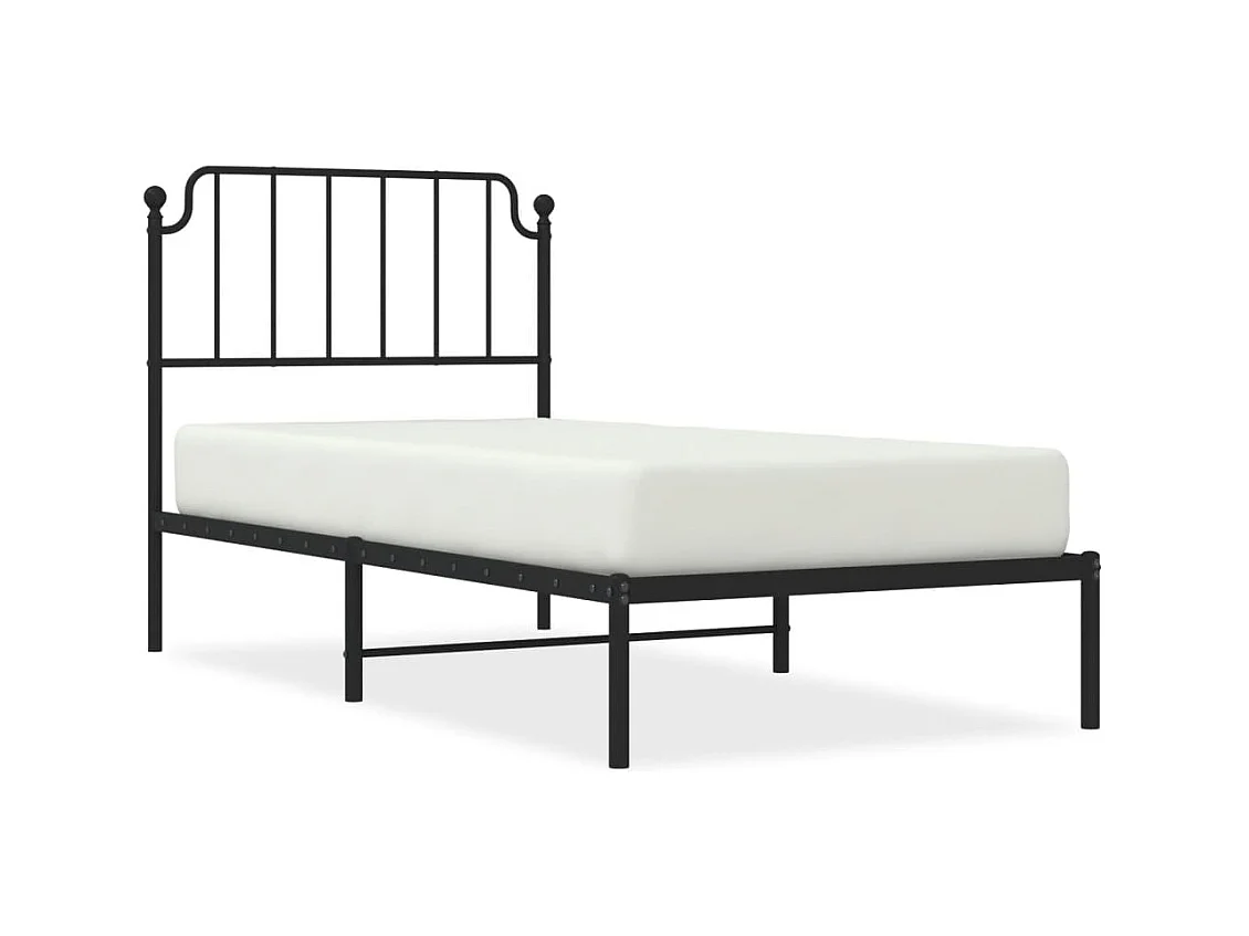 Bedframe met hoofdbord metaal zwart 90x200 cm