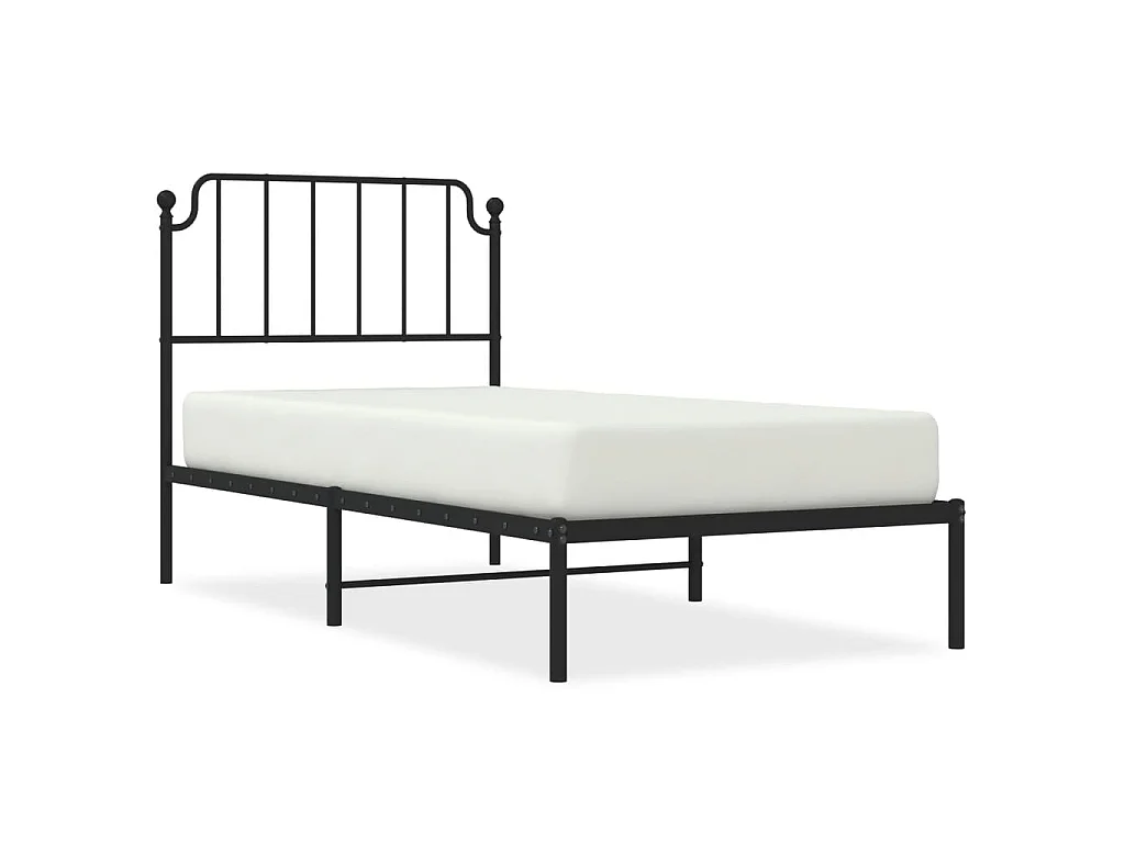 Giroletto con Testiera in Metallo Nero 90x200 cm