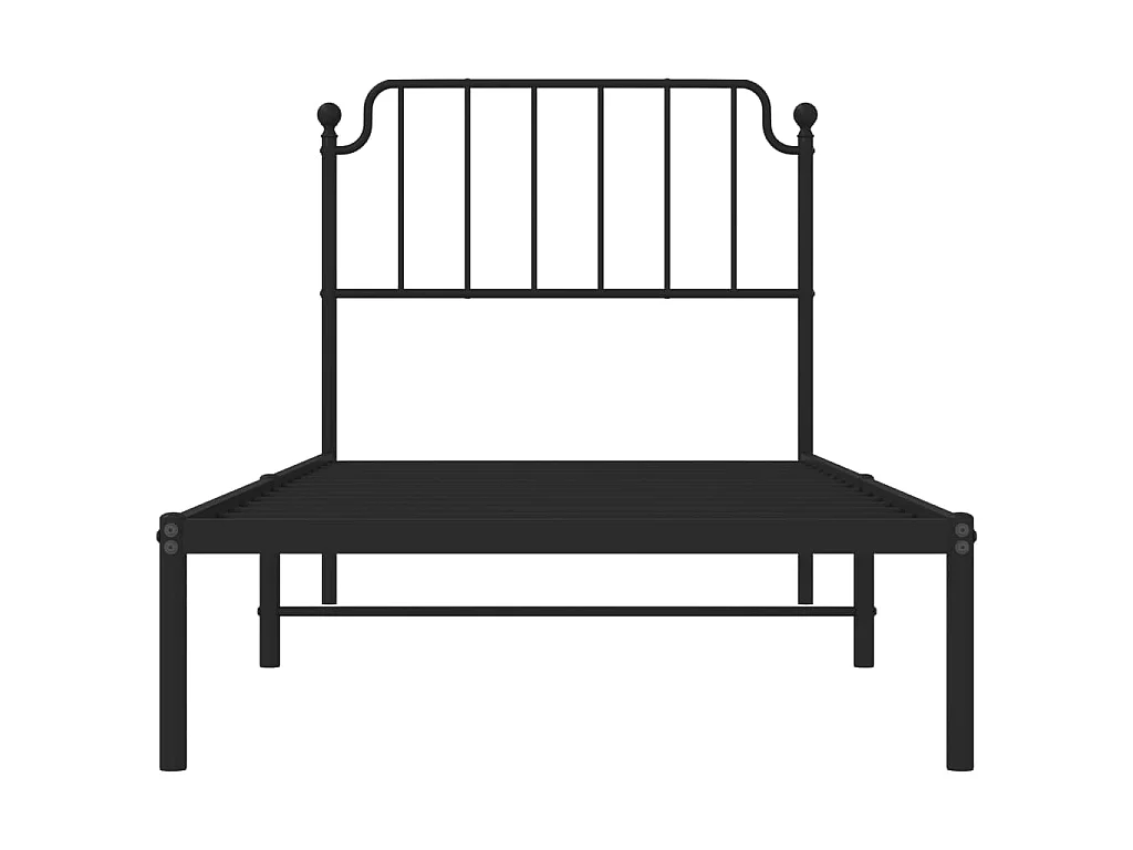 Giroletto con Testiera in Metallo Nero 90x200 cm