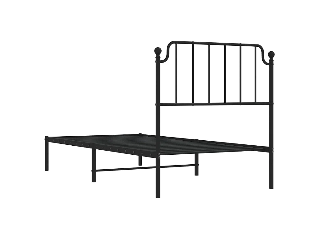 Giroletto con Testiera in Metallo Nero 90x200 cm